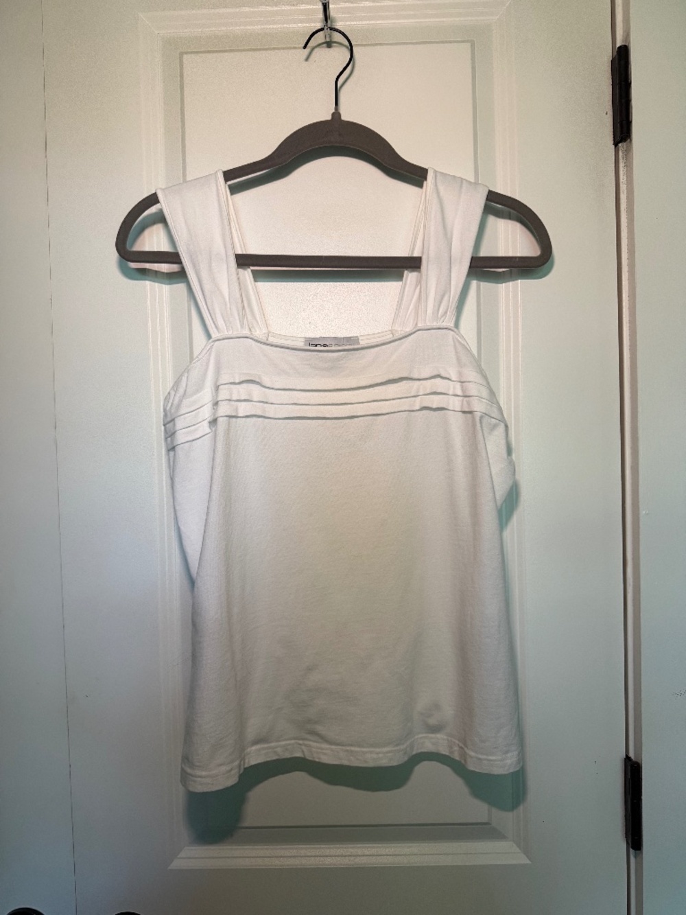 Vintage Lana Sport Cotton Tank Top White Strappy Layering Top Size M Y2K